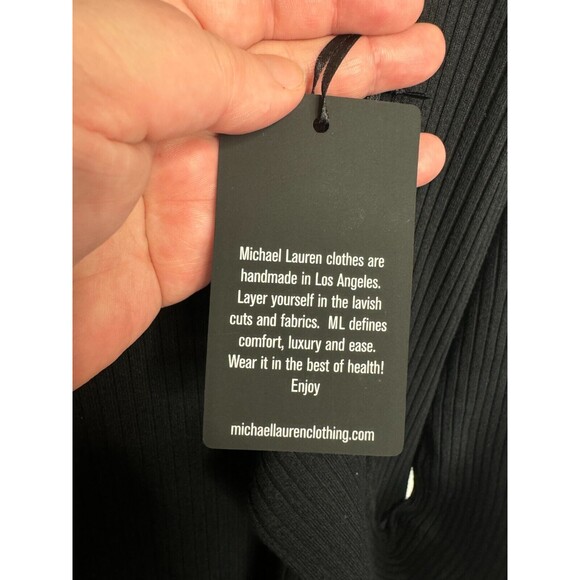 Michael Lauren Revolve Ribbed Knit Turtleneck Dress Size S Black Raw Hem New - Picture 11 of 15